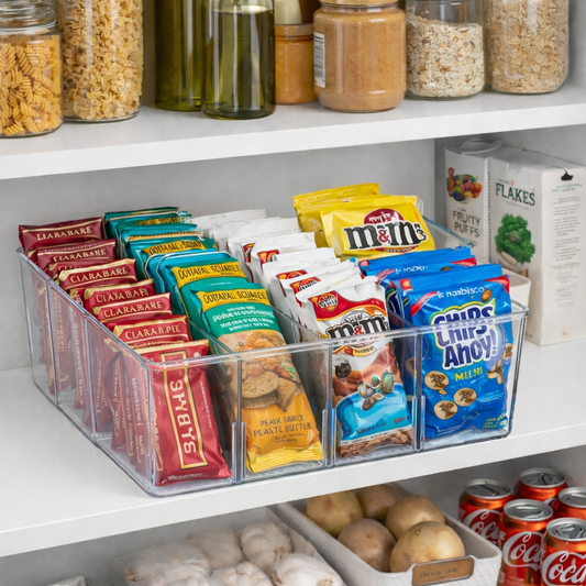 4-Section Storage Bin with Removable Dividers – Perfect for Kitchen, Pantry, and Refrigerator Organization – BPA-Free, Durable, and Easy to Clean