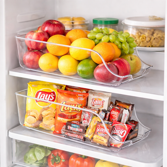 Refrigerator Can Organizer – 14" Deep Clear Soda & Food Can Storage for Fridge & Pantry (Set of 2)